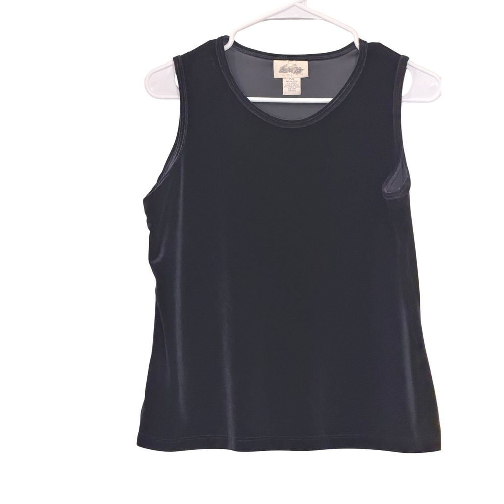 VTG Studio Works Womens Black Velvet Elevated Dark Romantic Whimsigoth Tank PM